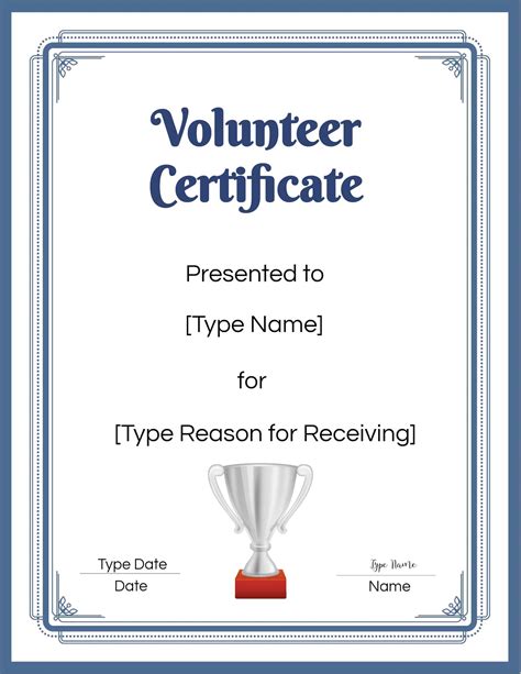 Free Volunteer Certificate Templates .